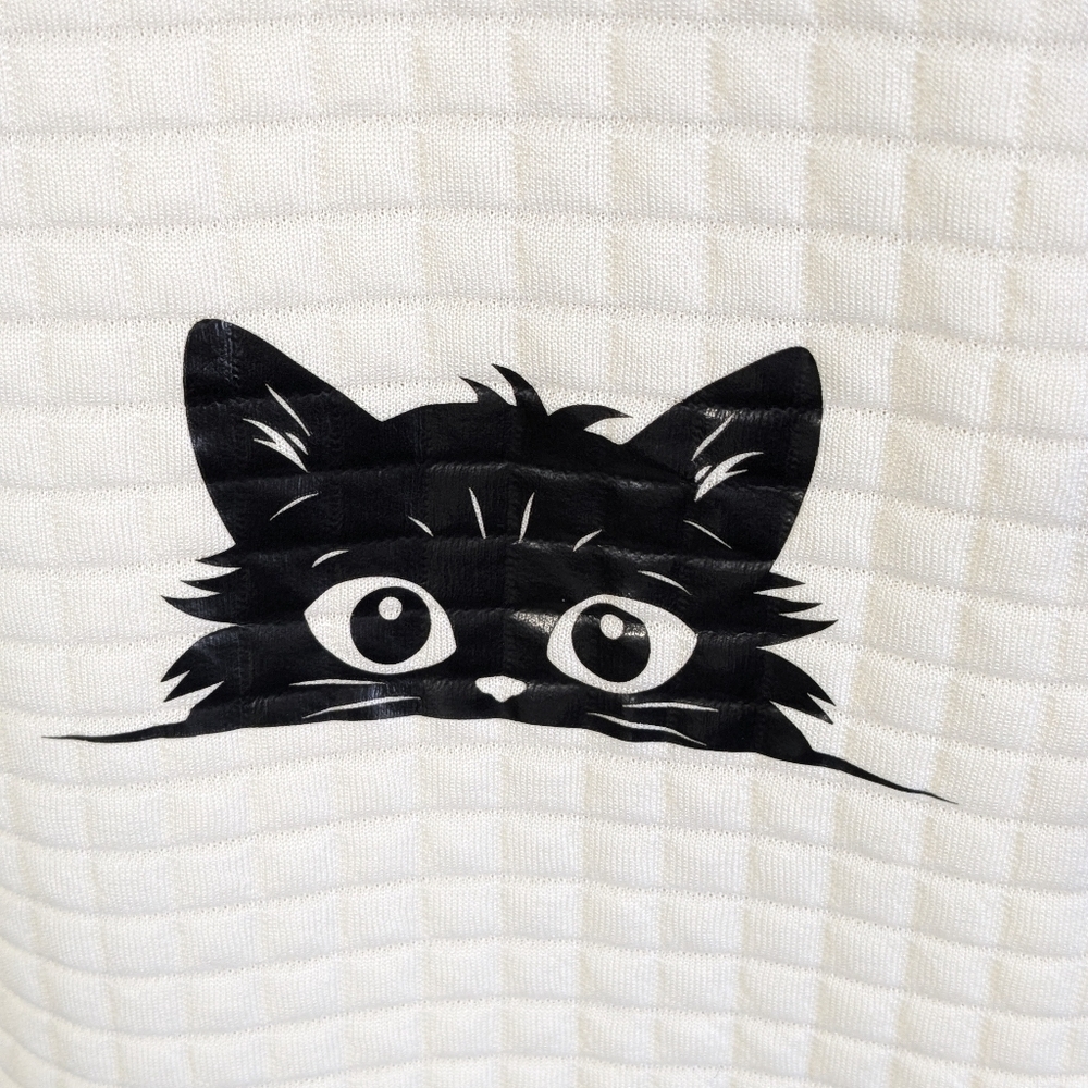 Lightweight waffle sweatshirt, cat print - Picture 3 of 8